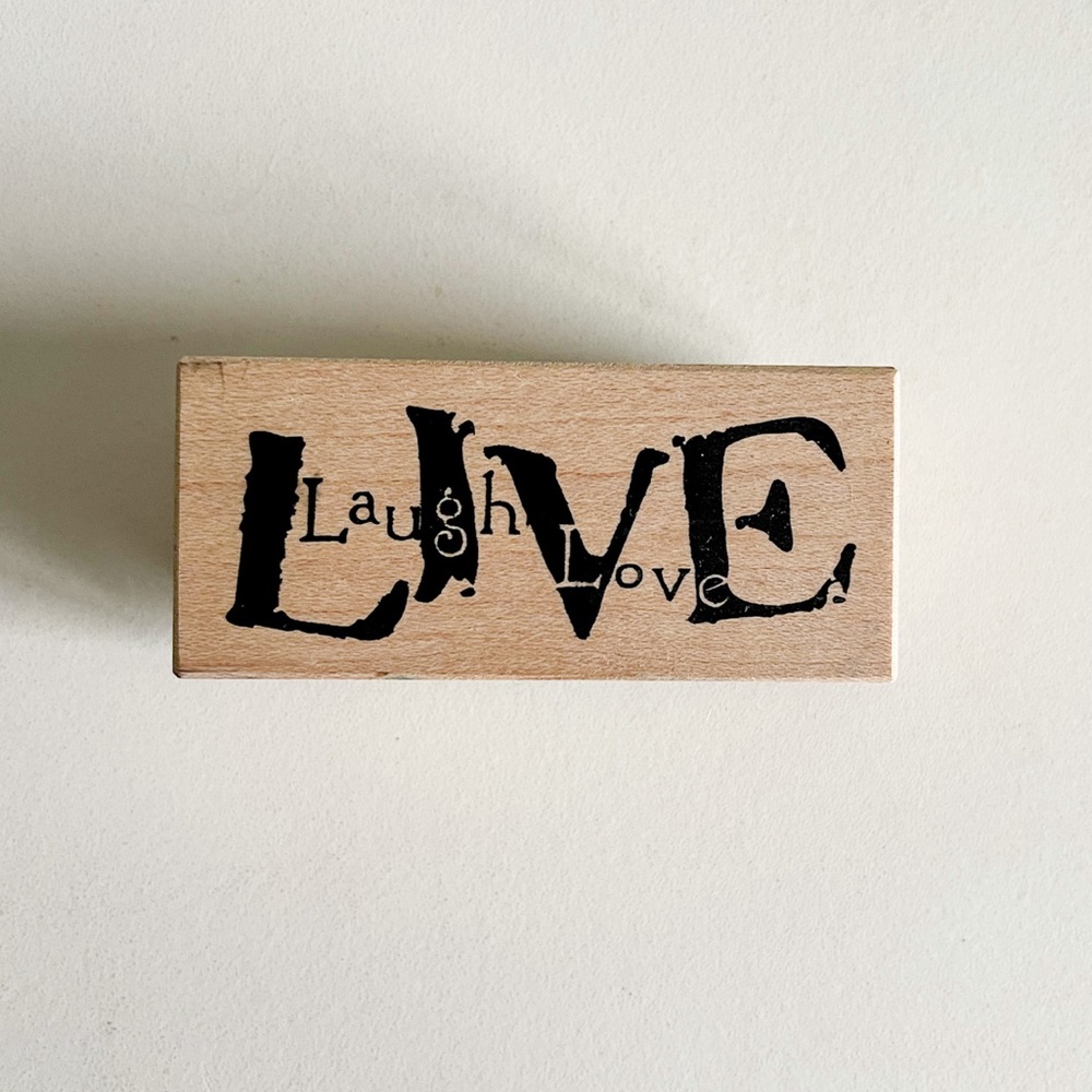 LIVE LAUGH LOVE RUBBER STAMP AMERICAN ART KC9022F Wood Mounted Stamp